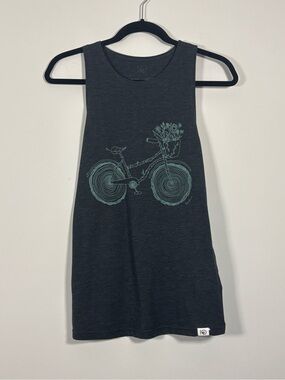 Tentree Charcoal Grey Bicycle Graphic High Neck Tank Top S